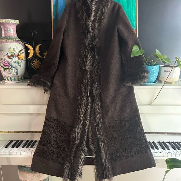 Hilary Radley Brown Trench Coat with Faux Fur Trim - Picture 2 of 16
